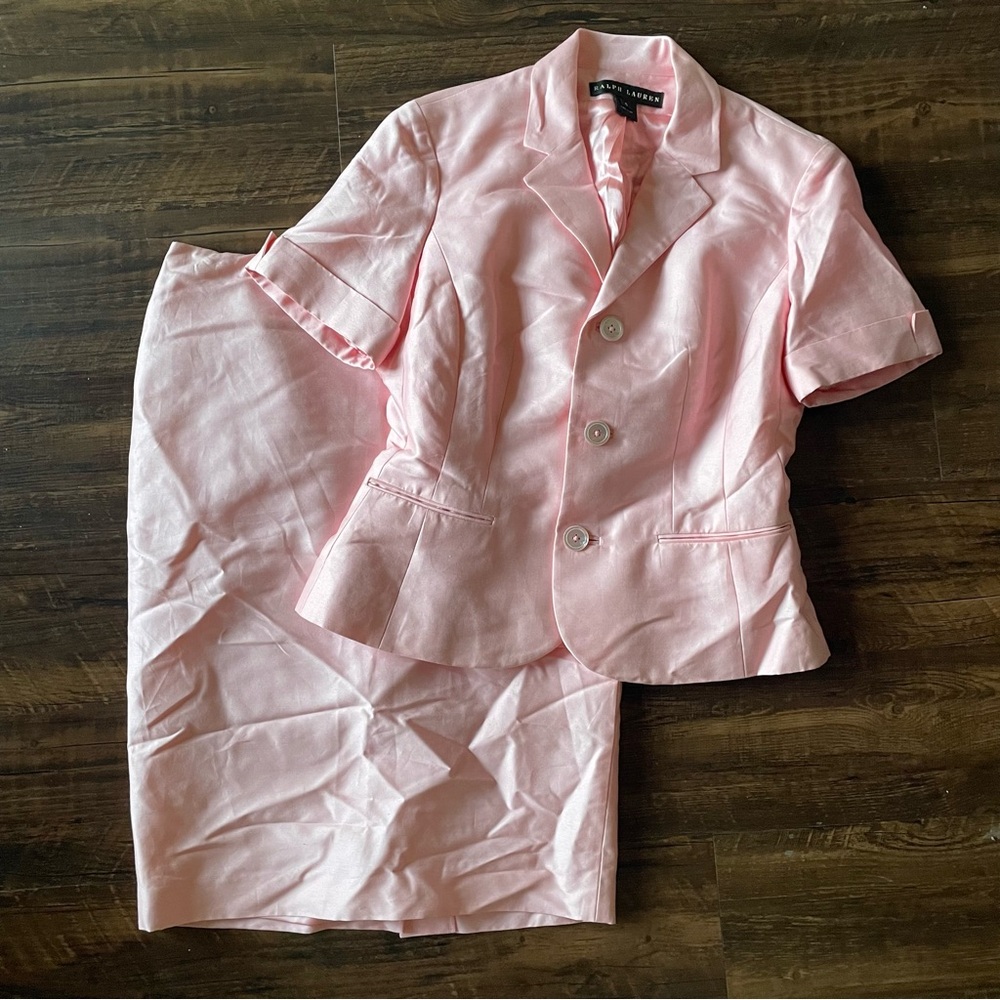RALPH LAUREN Black Label Silk Pink Barbiecore Two-Piece Skirt Suit Women size 6 - Picture 2 of 14